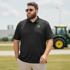 Nike Golf X John Deere Polo Shirt Short Sleeve Black DriFit Mens XL